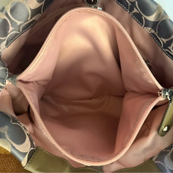 Coach Ashley Signature Sateen Large Satchel Bag Gray Khaki F18450 - Picture 12 of 15